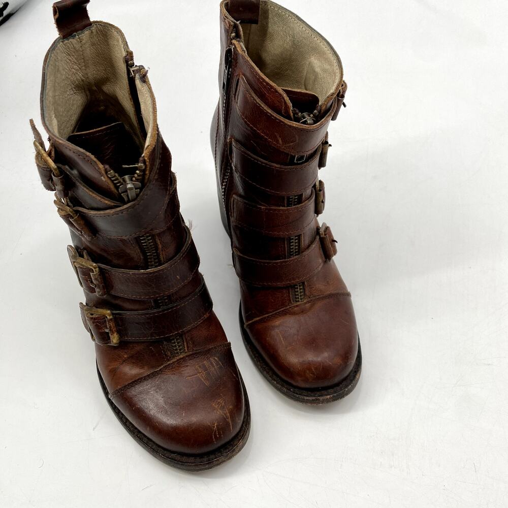 Freebird 7 Brown Leather Buckle banjo booties - Picture 5 of 7